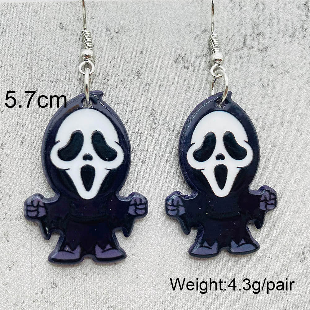 Wholesale Halloween Horror Skull Acrylic Earrings ACC-ES-PuCi001