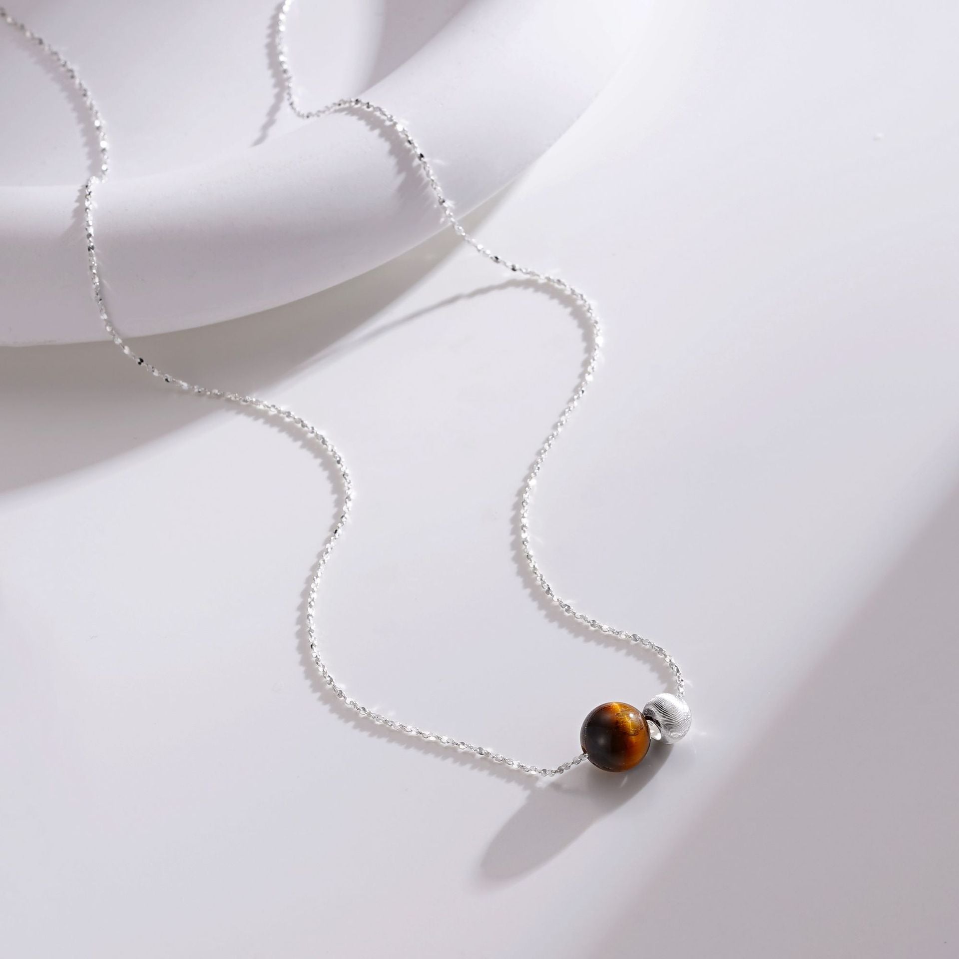 Wholesale 925 Silver Brushed Opal Pendant Necklace