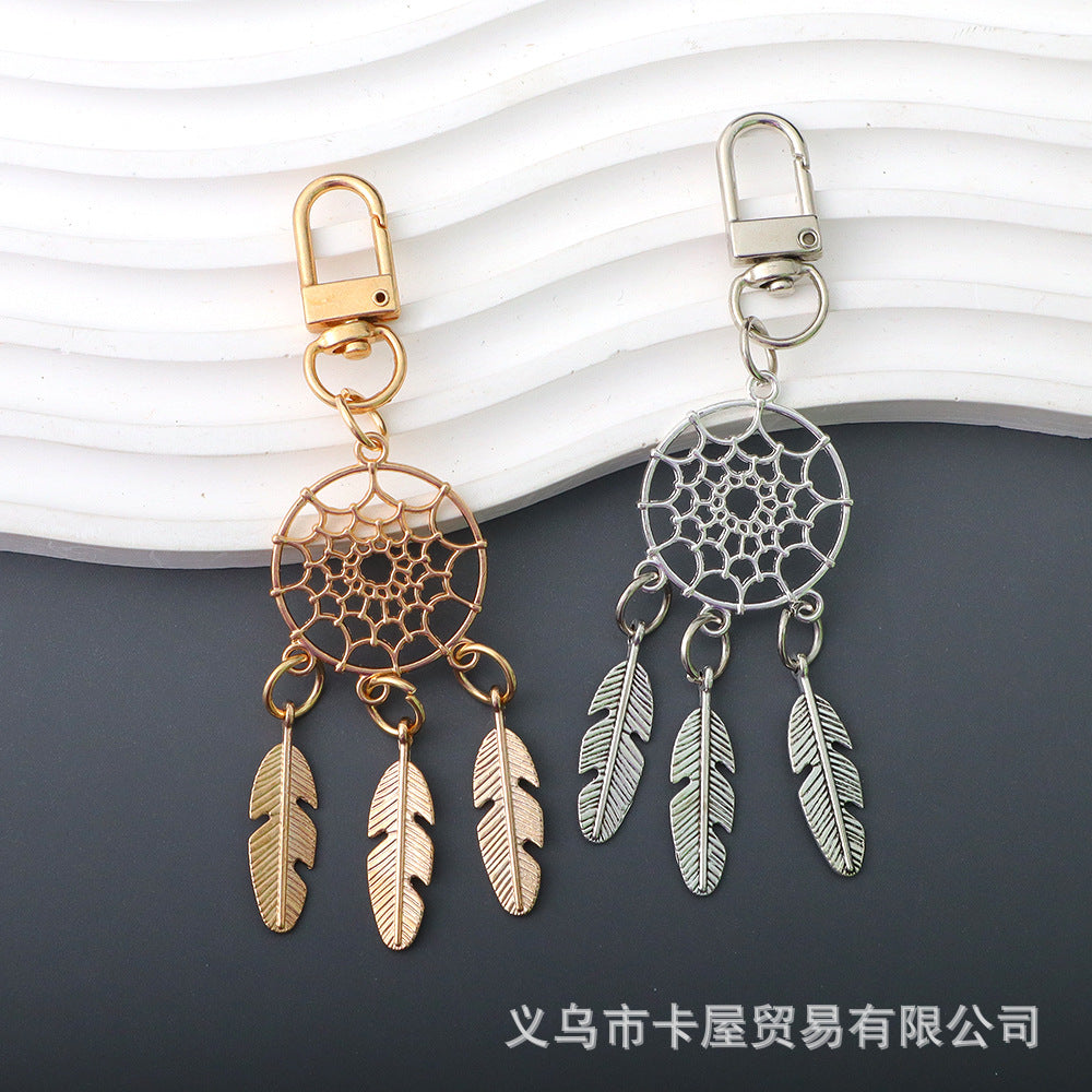 Wholesale Zinc Alloy Dreamcatcher Keychain,  Silver Car Key Accessory with Cross Pattern,  Gift for Resale
