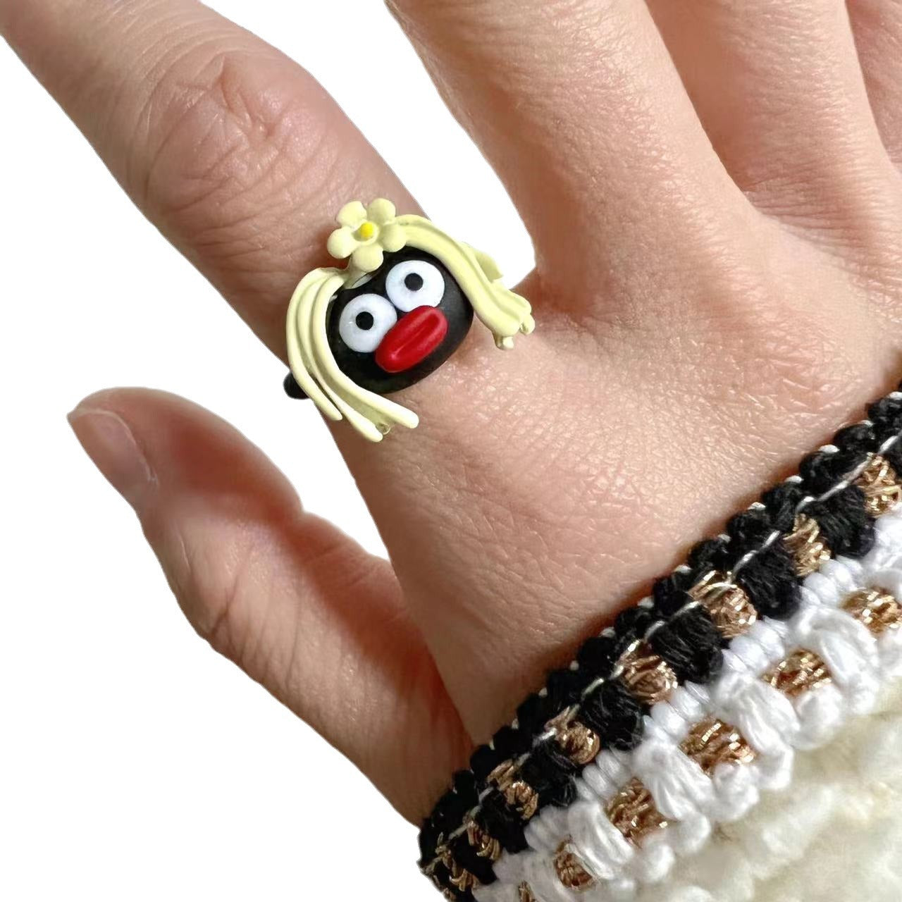 Wholesale  Fun Ugly Cute Marmot Ring Funny Personality Adjustable Diet Finger Ring