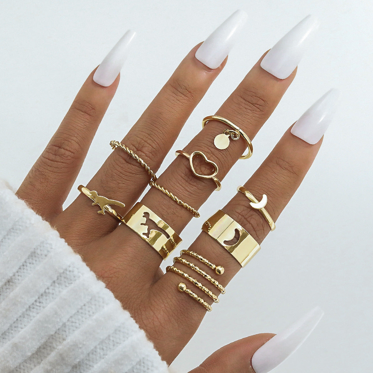 Wholesale 30pcs/set geometric Gothic wind finger ring female personality irregular ring suit