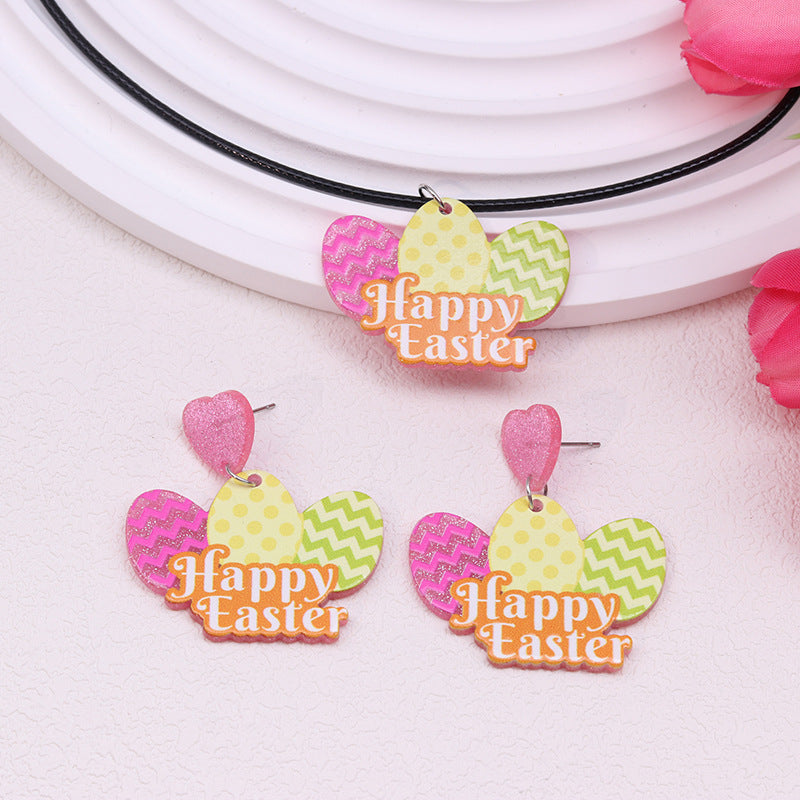 Wholesale Acrylic Easter Bunny Egg Earrings