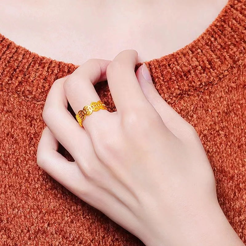 Wholesale Titanium steel 18K gold vintage lucky copper ring