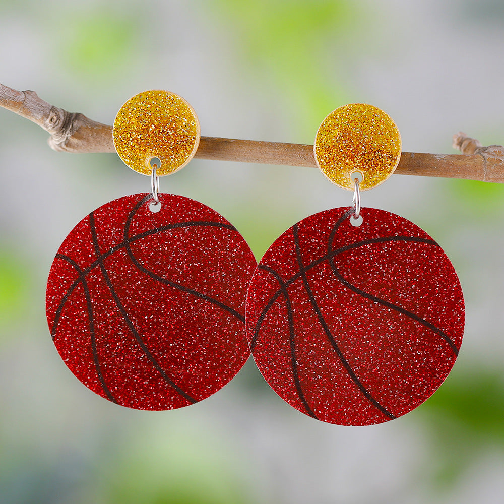 Wholesale Ball acrylic sequin-panelled drop earrings