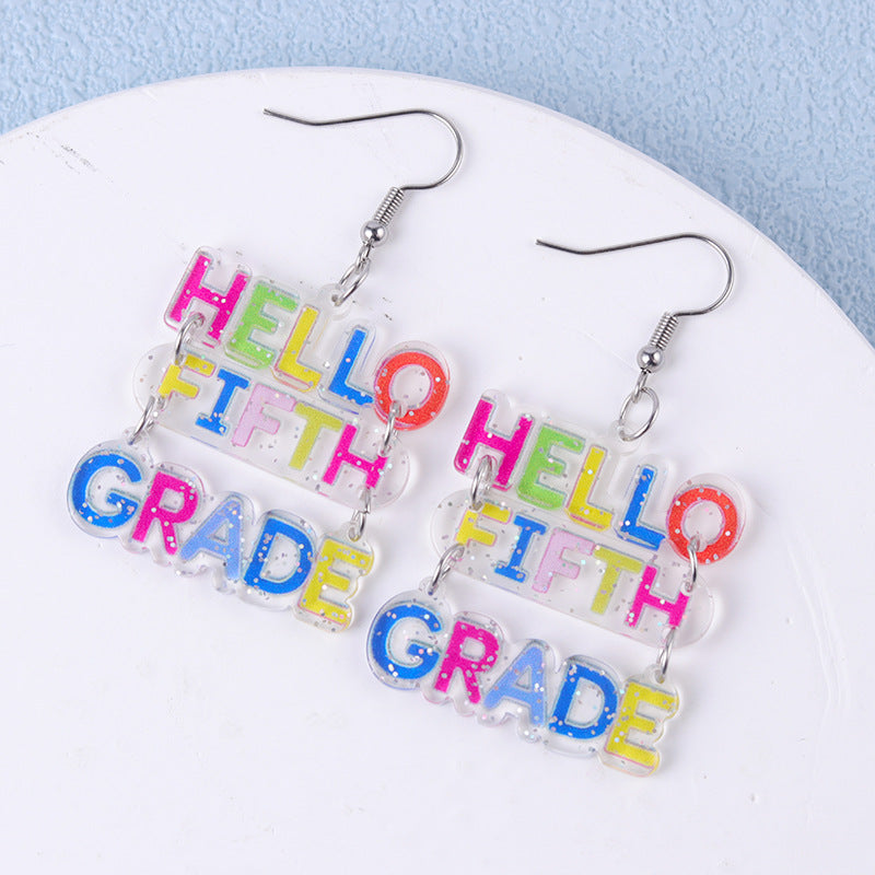 Wholesale  Teacher's Day Earrings Creative English Grade Acrylic Earrings