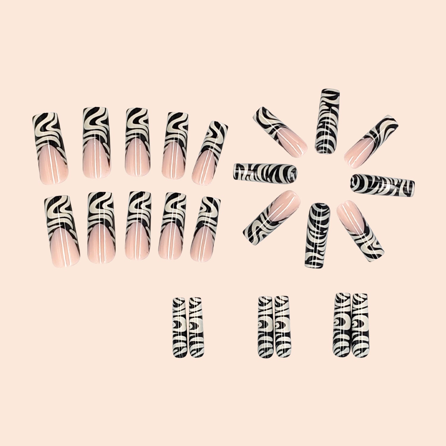 Wholesale 24 Pieces/box Line Leopard Print Manicure Press-on Nails Kits Nail Stickers ACC-NS-NaiEr004