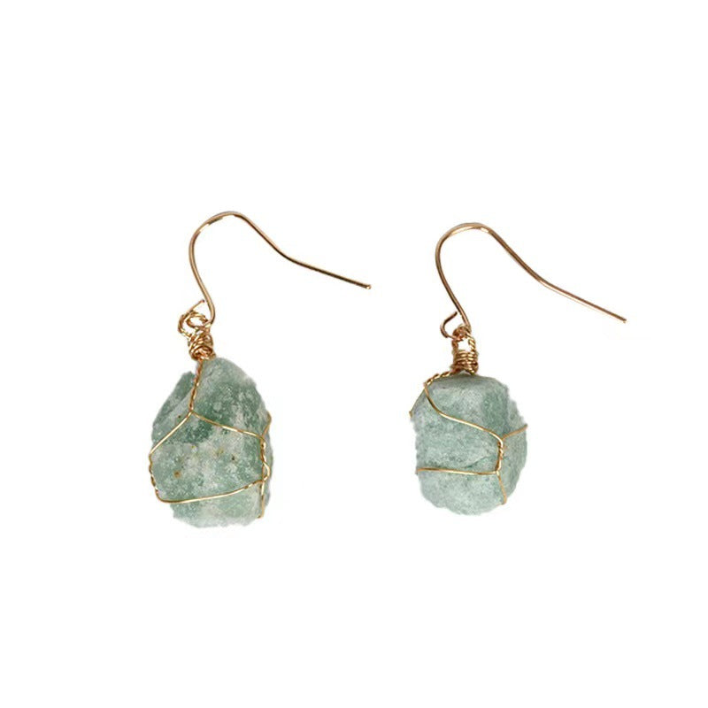 Wholesale Simple natural crystal mixed irregular raw stone creative earrings