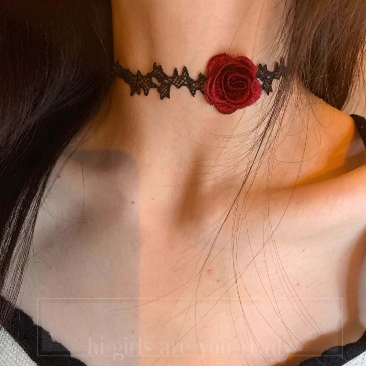 Wholesale Handmade Fabric Flower Choker Necklace With Wax Rope Trendy Jewelry Accessory For Women Gift
