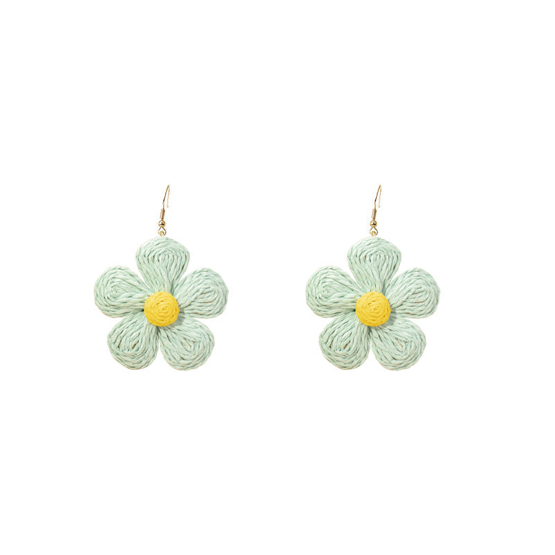 Wholesale Hand-woven Raffia Exaggerated Flower Earrings ACC-ES-MDD019