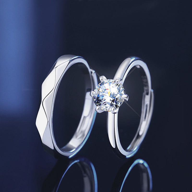 Wholesale  925 Sterling Silver Moissanite  Six-claw Diamond Ring