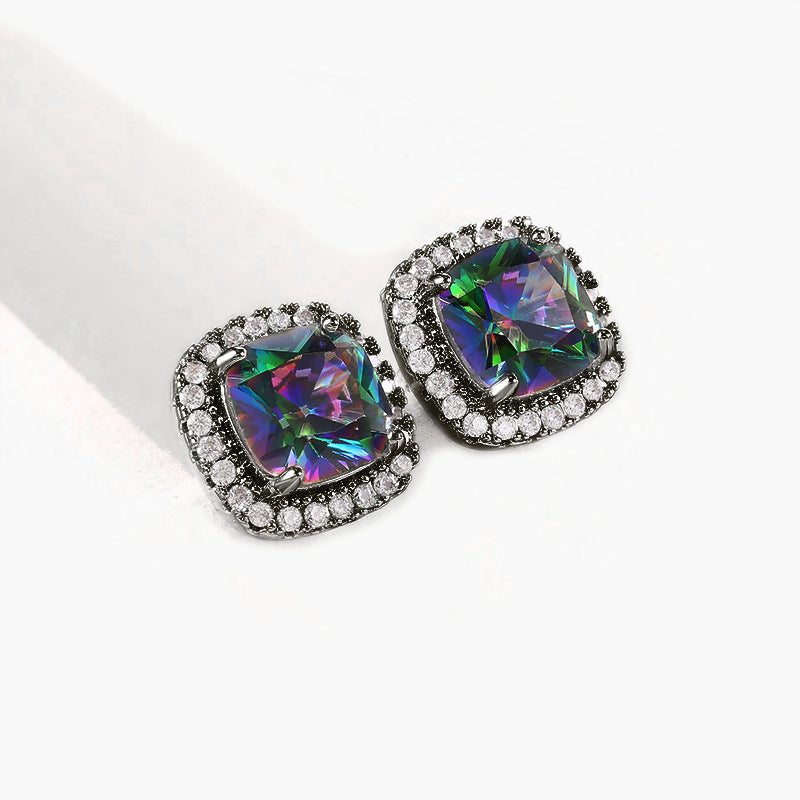 Wholesale  color diamond earrings four-claw earrings jewelry