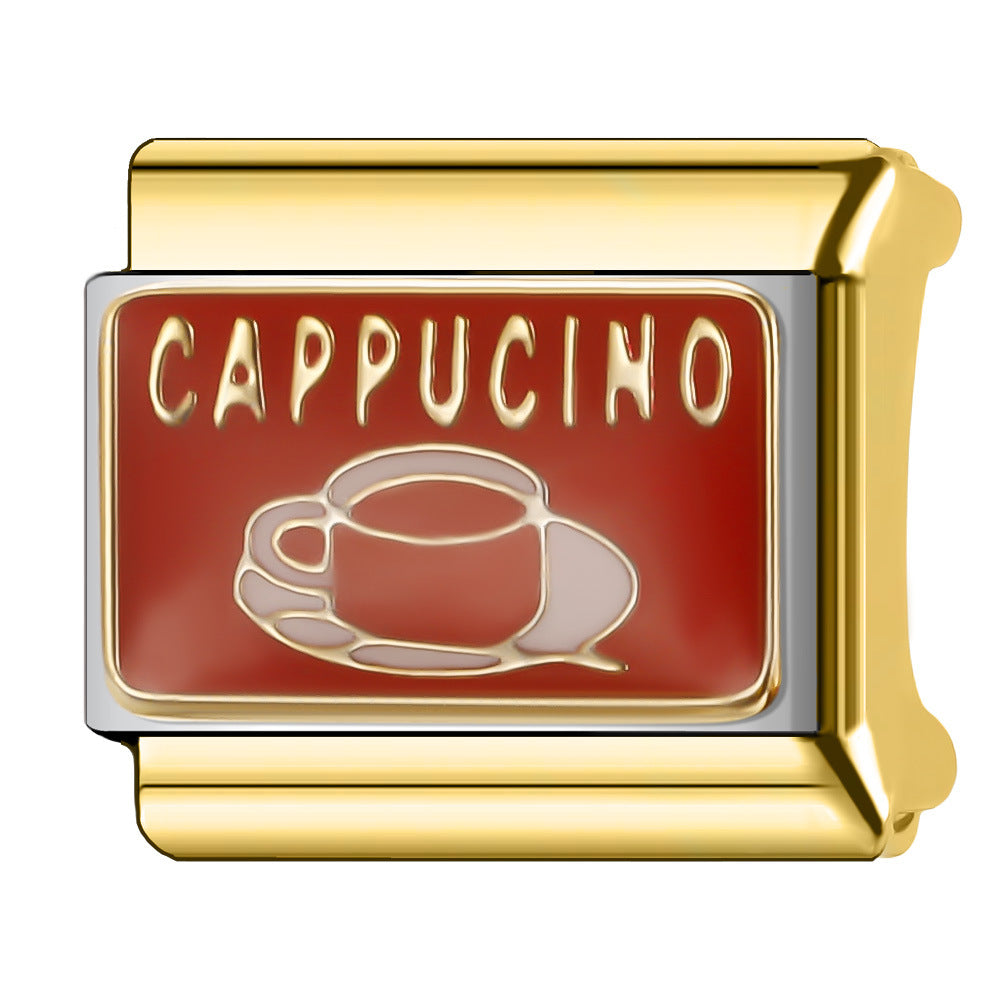 Wholesale Italian Charm Bracelet 9mm DIY Splicing Food & Beverage Series Stainless Steel Composable Bracelet