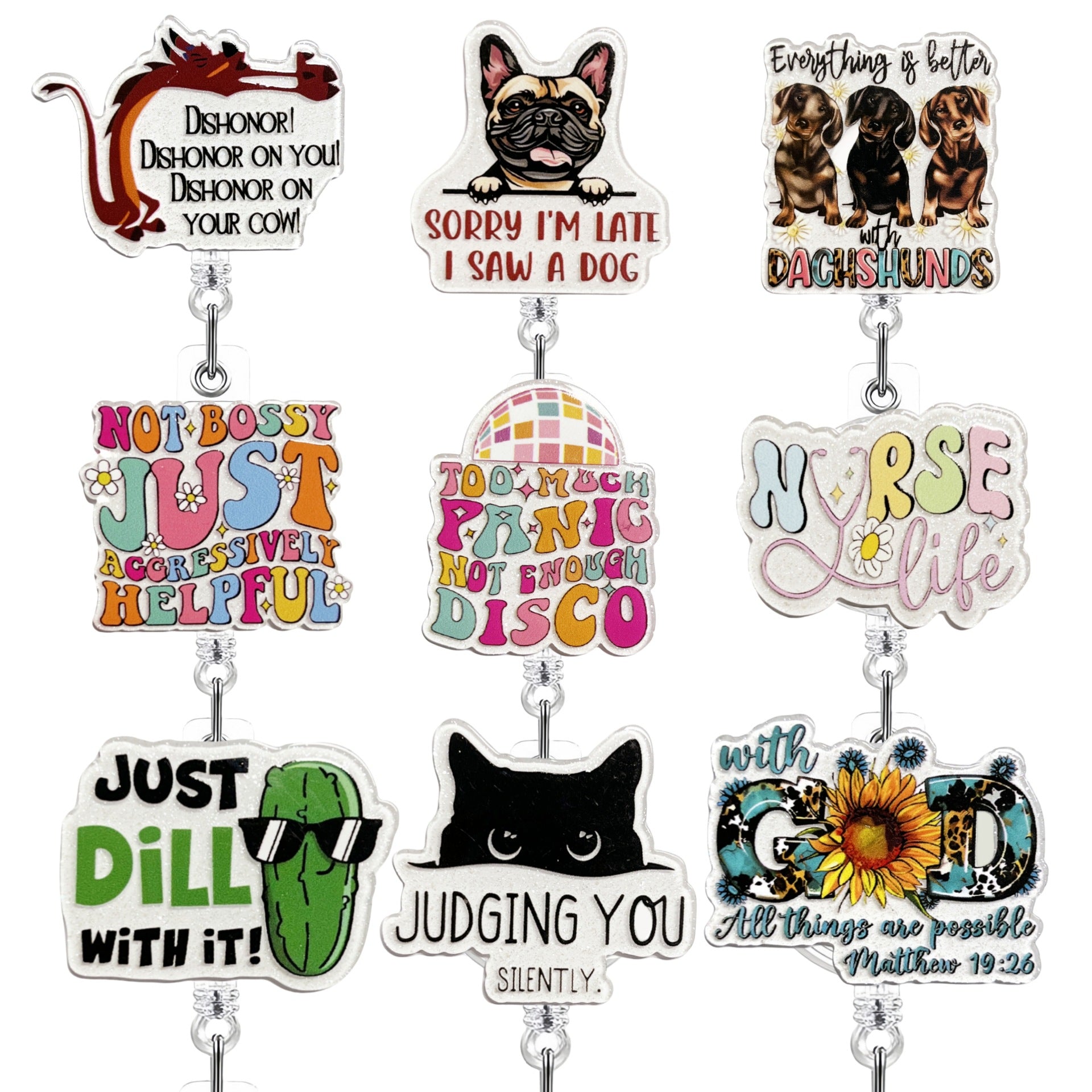 Wholesale Acrylic Workplace Employee Badge Reels Keychains