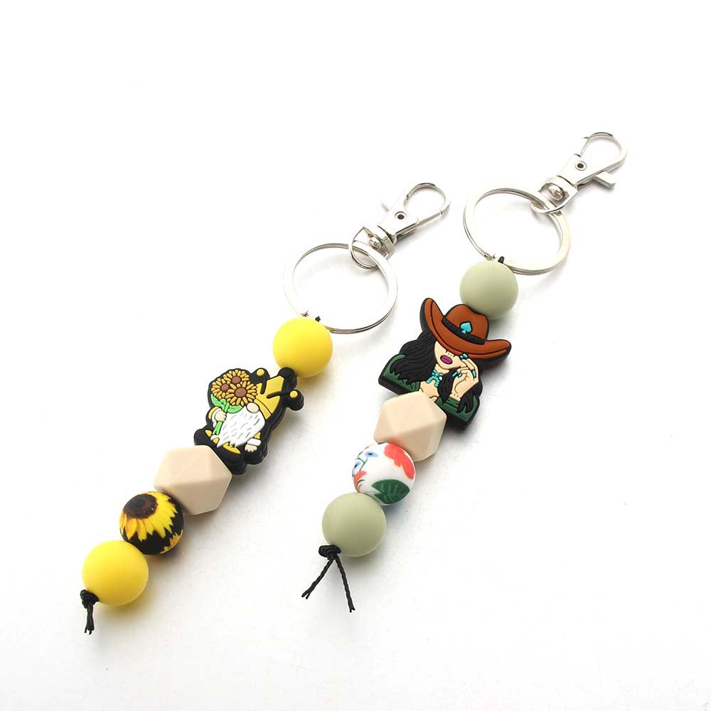Wholesale Western Style Cowboy Indian Silicone Beaded Keychain ACC-KC-JinAn007