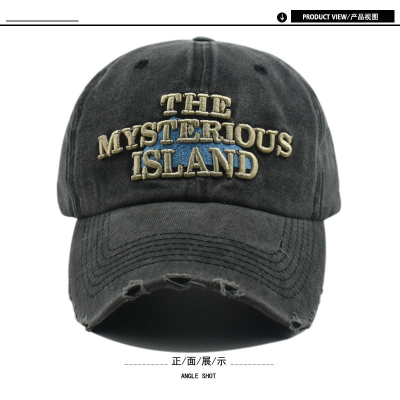 Wholesale  washed ripped baseball cap  embroidered letters baseball cap