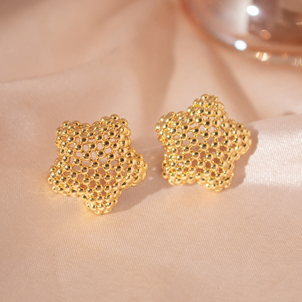 Wholesale  hollow five-pointed star earrings retro earrings