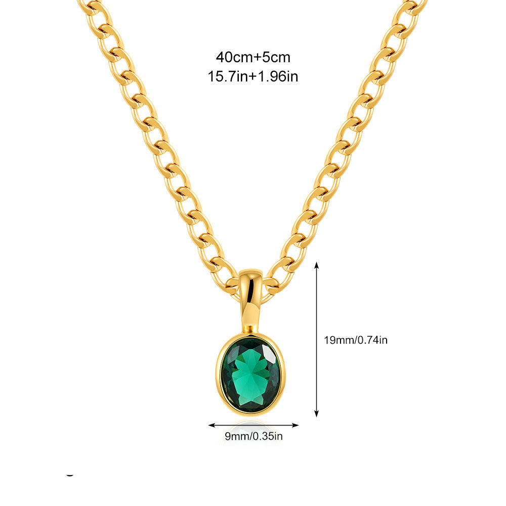 Wholesale Stainless Steel 18K Gold Color Zircon Necklace