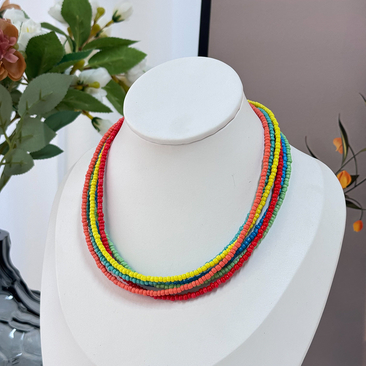 Wholesale Cute Colorful Beaded Shell Rainbow Necklace ACC-NE-ManYi017