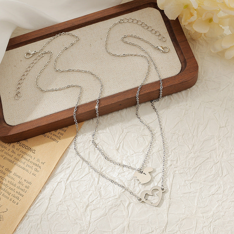 Wholesale Stainless steel necklace animal hollow clavicle chain