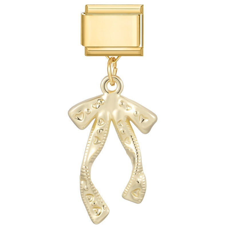 Wholesale Gold Bow Dog Pendant DIY Bracelet - Chic Fashion Accessory Gift