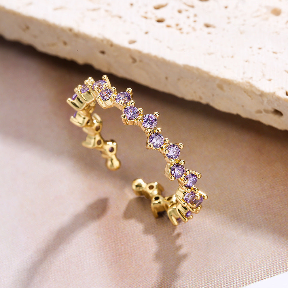 Wholesale Copper Plated 18K Gold Zircon Open Adjustable Ring ACC-RS-AG001