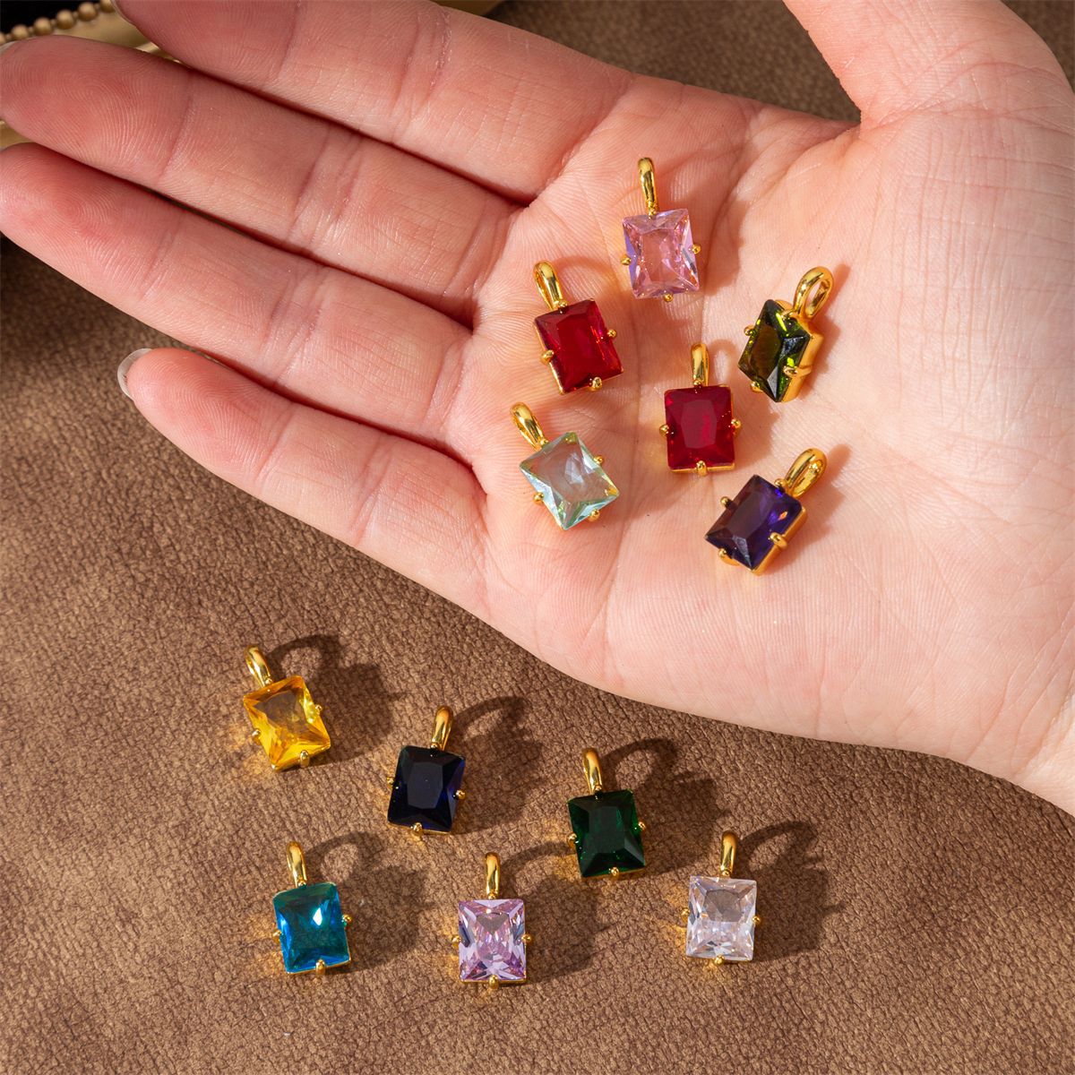 Wholesale Copper Electroplated Geometric Birthstone Pendant DIY Jewelry Accessory for Party