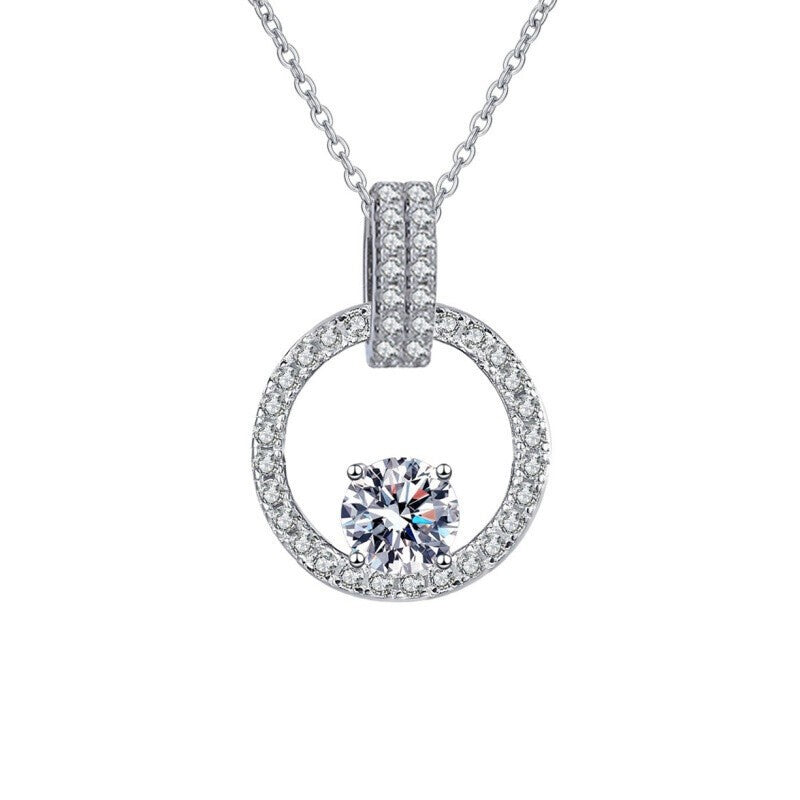 Wholesale 1 karat moissanite round 925 sterling silver necklace
