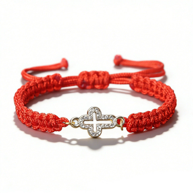 Wholesale Fashionable OL cross-border zinc alloy bracelet with trendy cross inlay,  fresh design,  and exquisite color weaving.