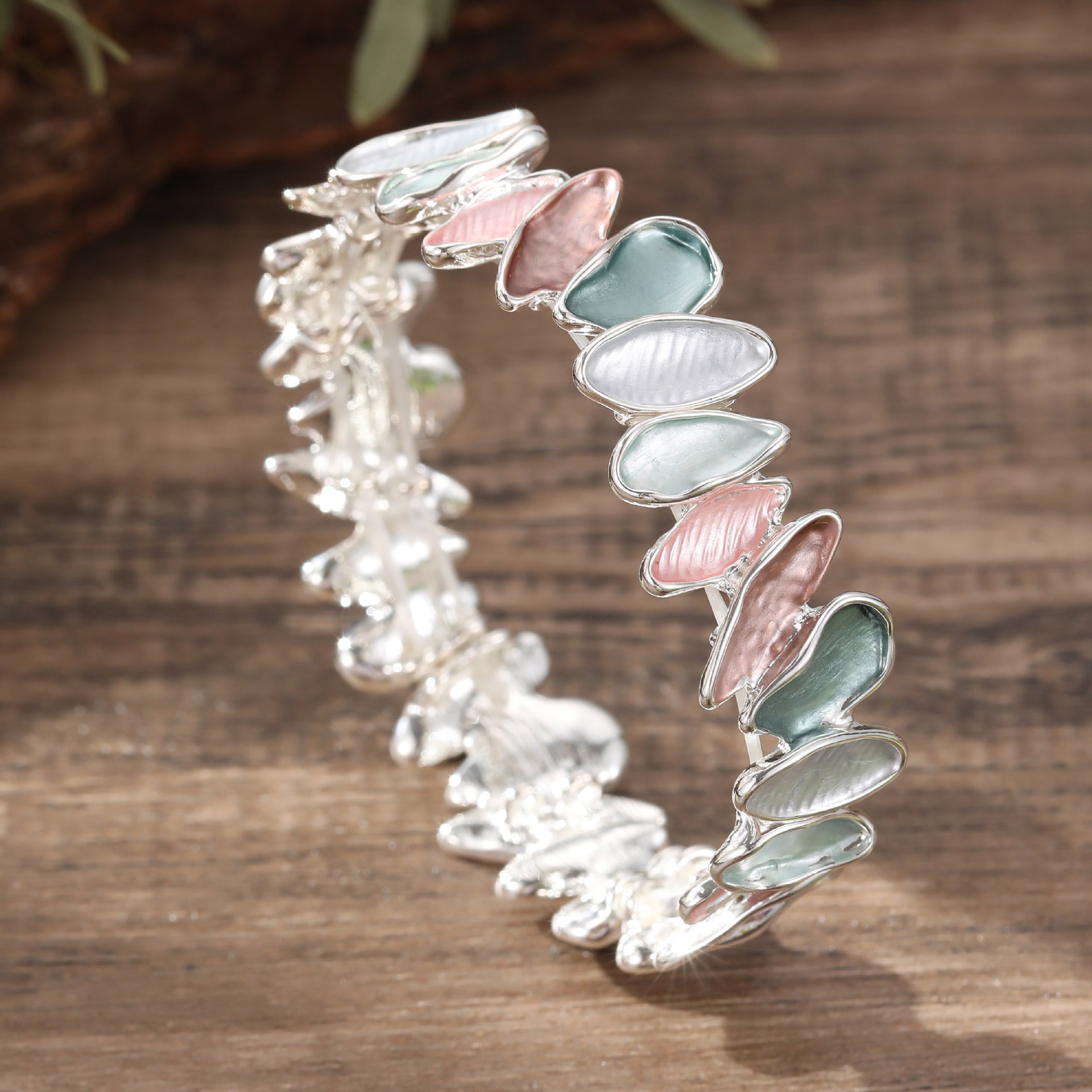 Wholesale  color painting oil geometric petal elastic bracelet