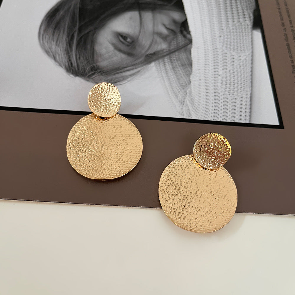 Wholesale Exaggerated Round  Women's Retro  Metal Geometric Large Earrings