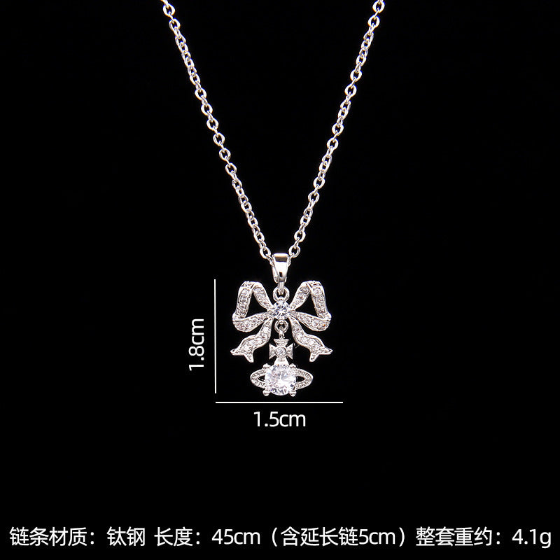 Wholesale saturn necklace with zircon pendant necklace ACC-NE-Rongc005