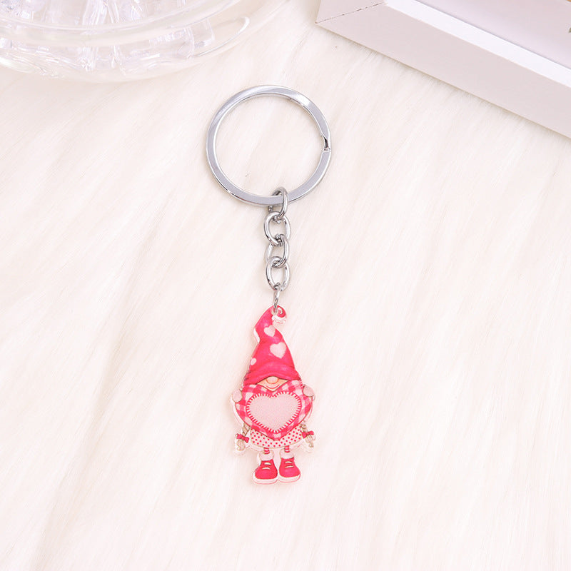 Wholesale Valentine's Day Heart Gnome Flamingo Rainbow Acrylic Keychain