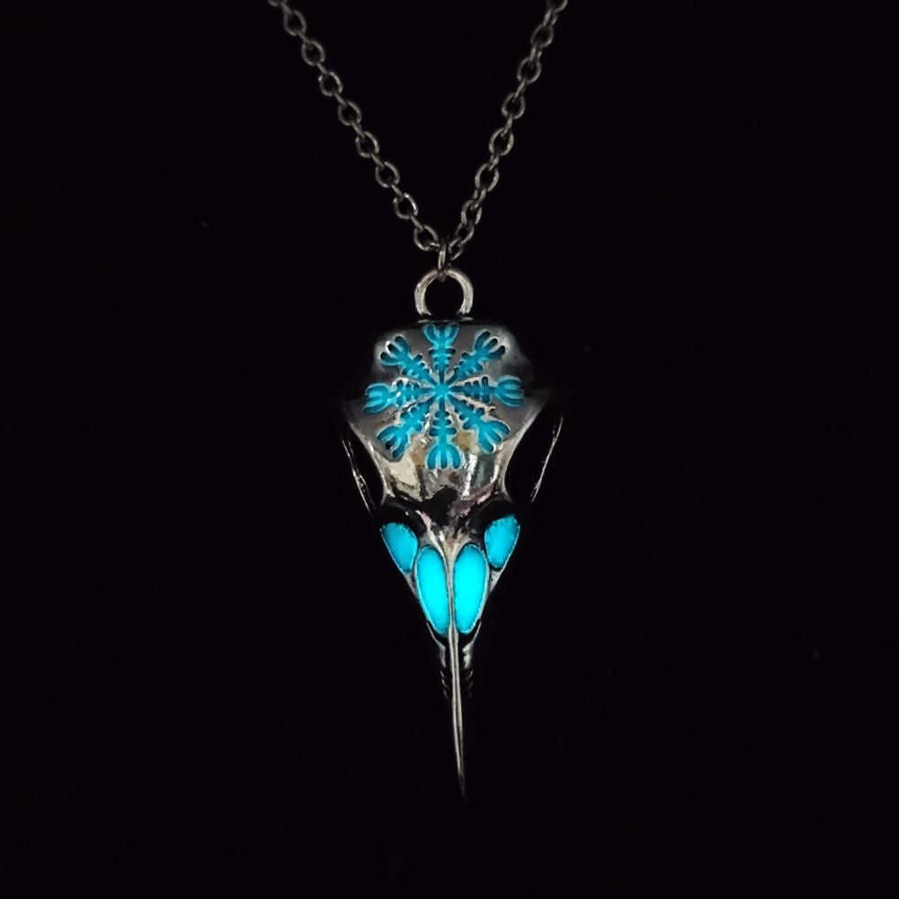 Wholesale  Retro Luminous Pendants Viking Crow Skull Eagle Beak Luminous Necklace