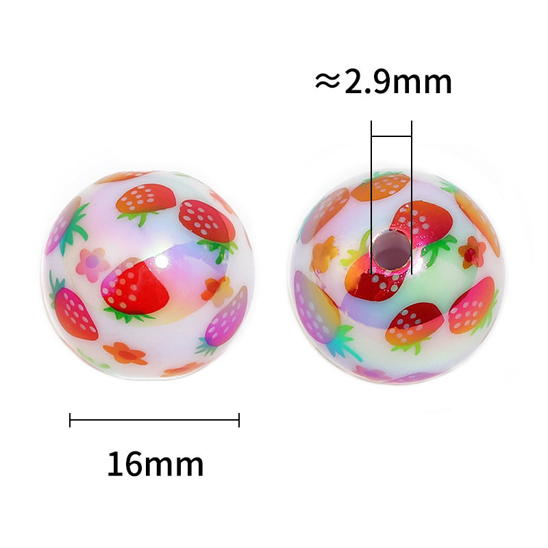 Wholesale 100pcs Acrylic Milk Strawberry Printed Beads Diy Beaded Pen Accessories ACC-BDS-BLG116