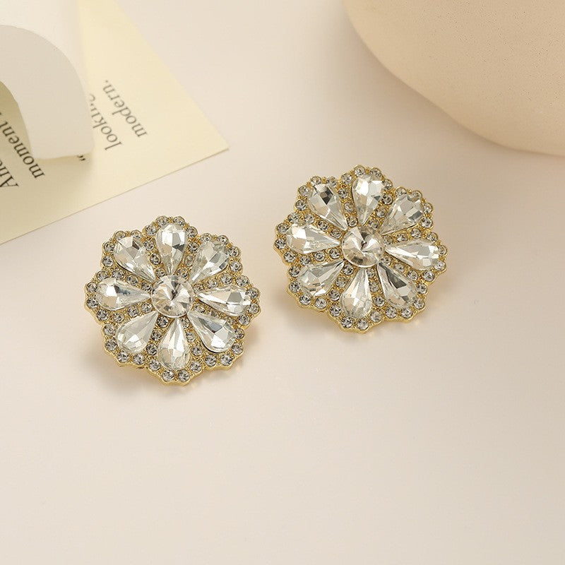 Wholesale  Flower  Silver Pin Petal Earrings