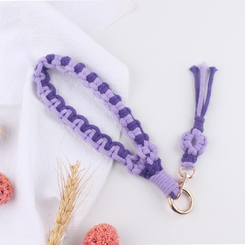 Wholesale Hand-woven Daisy Pattern Lanyard Keychain