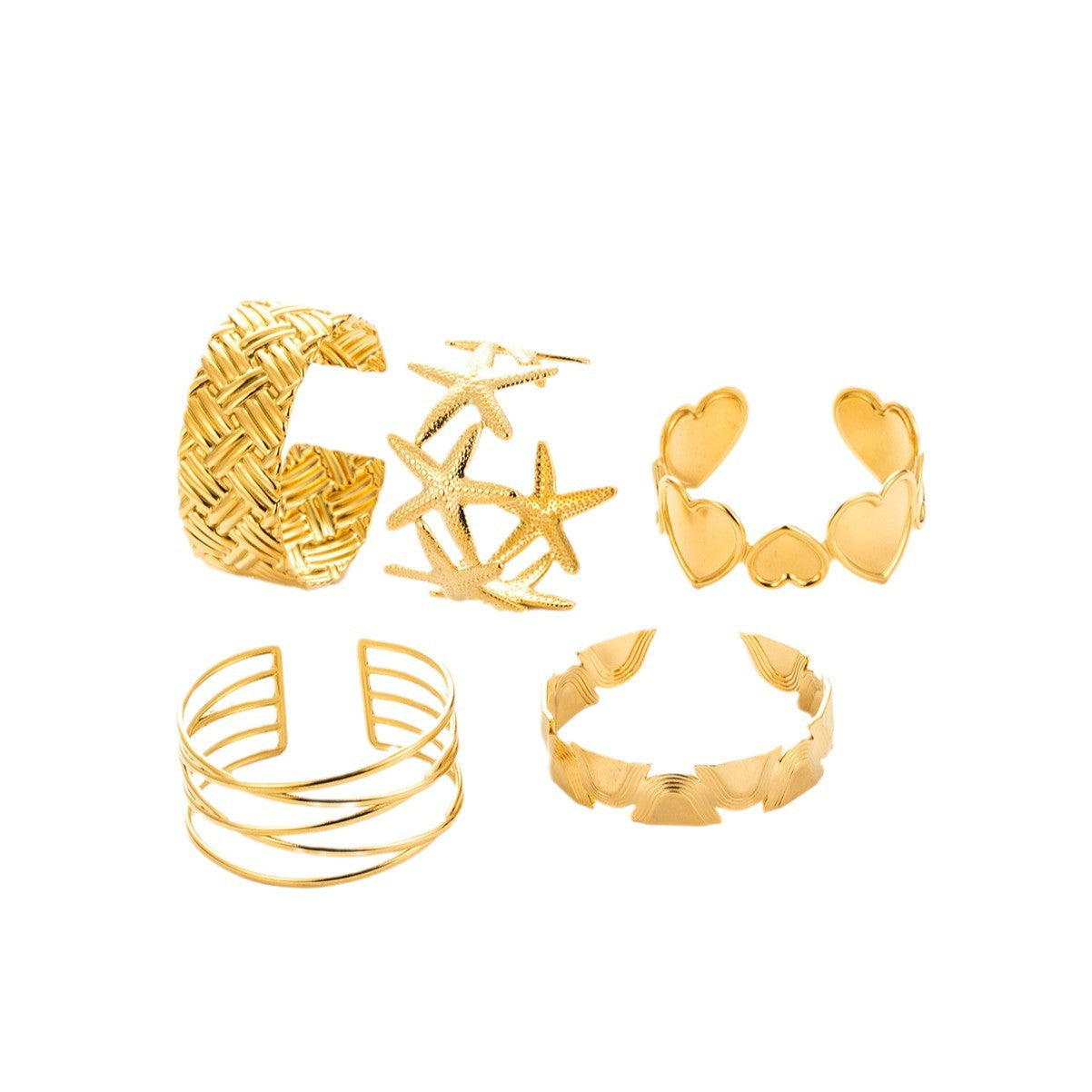 Wholesale   titanium starfish love line  opening adjustable bracelet