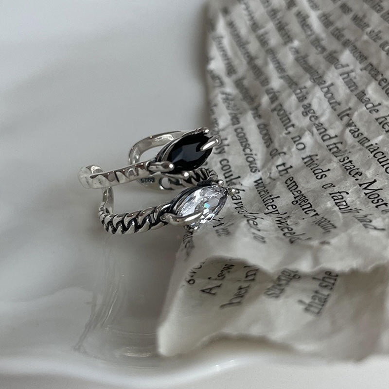 Wholesale 925 Silver Twist Double Layer Zircon Ring