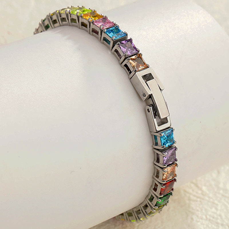 Wholesale  Titanium Steel Colorful Zircon Bracelet
