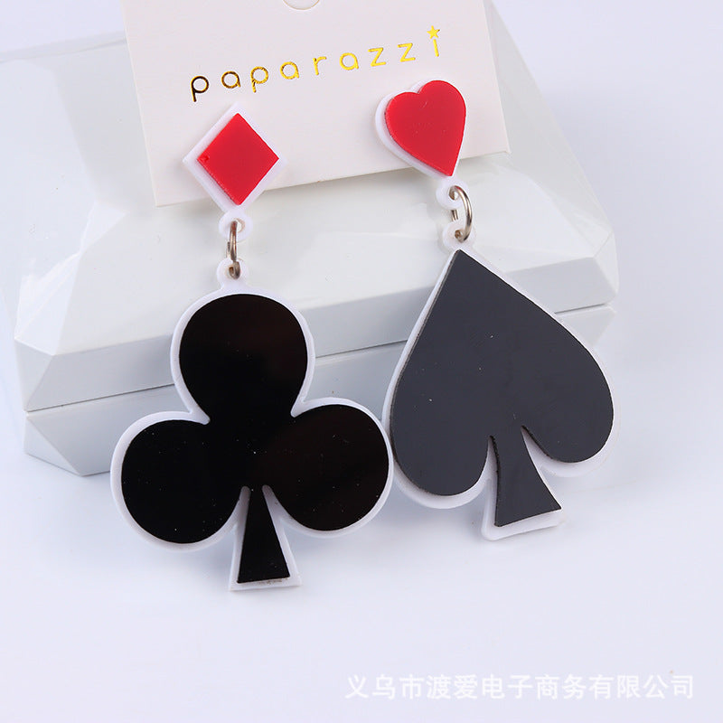 Wholesale Poker Heart Club Acrylic Earrings