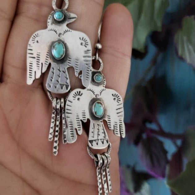 Wholesale Retro Eagle Turquoise Tassel Earrings Party Wear Jewelry Accessory
