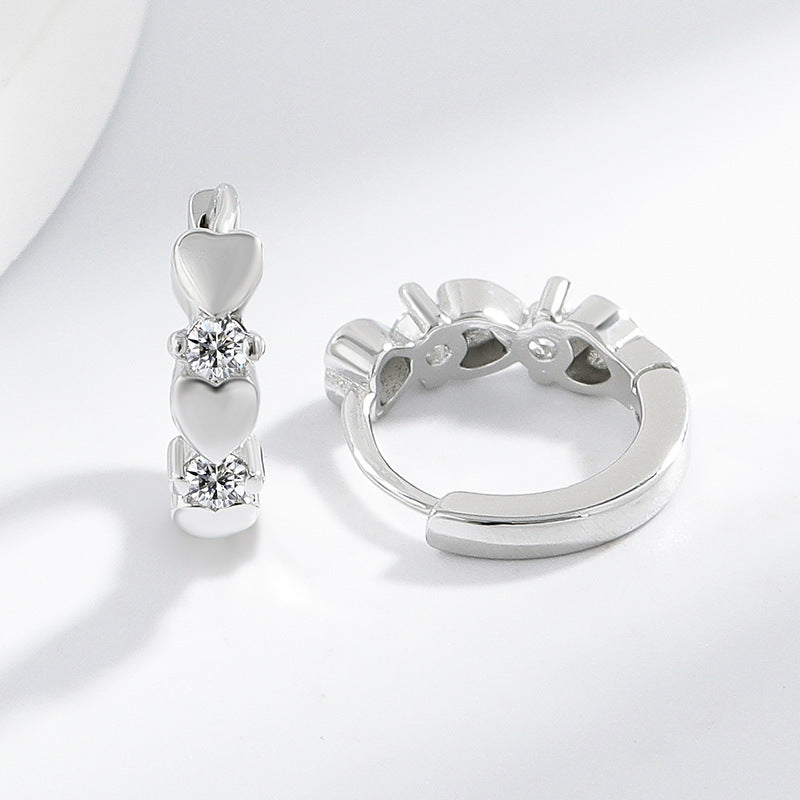 Wholesale Brass Heart-Shaped Diamond Earrings