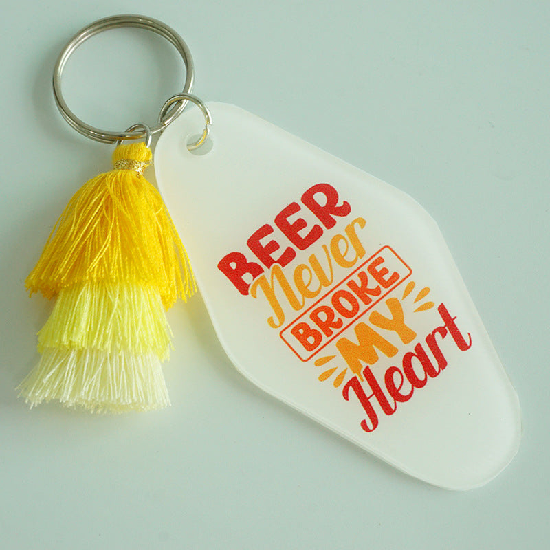 Wholesale 2pcs Father's Day Wine Lover Beer Red Wine Quit Alcohol Acrylic Keychain ACC-KC-HY023