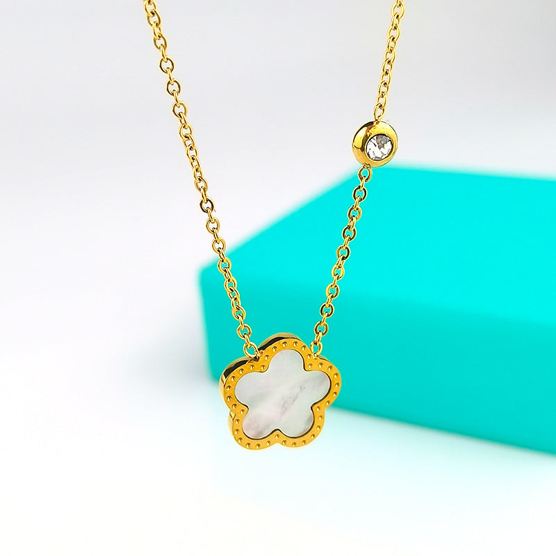 Wholesale Light Luxury Diamond Four-leaf CloverStainless Steel Necklaces ACC-NE-GuDi005