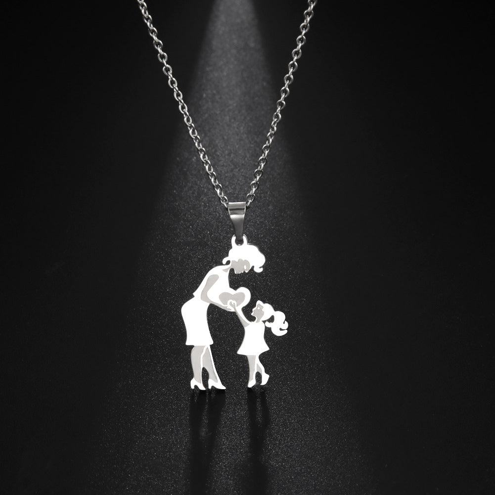 Wholesale Mother's Day MAMA Daughter Stainless Steel Necklace ACC-NE-QiJu001