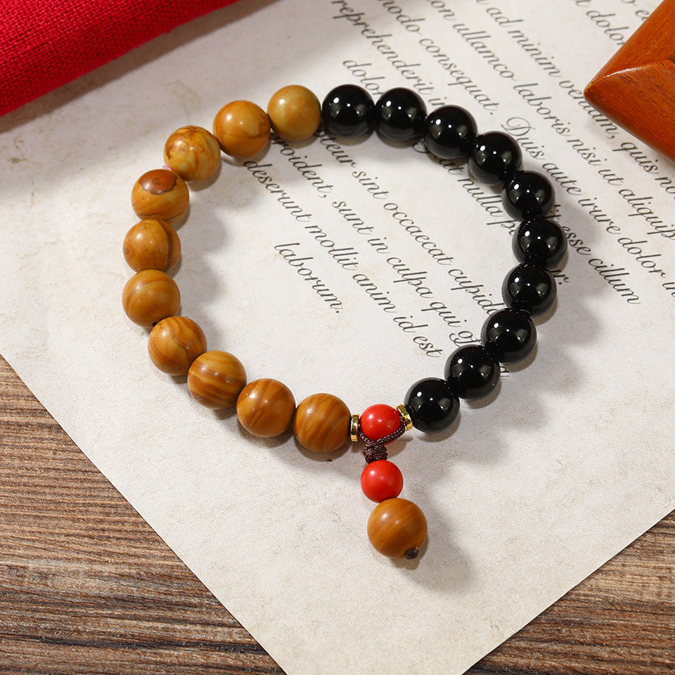 Wholesale New Chinese Style Natural Black Onyx Hand Woven Bracelet Ruyi Meditation Boutique Resale
