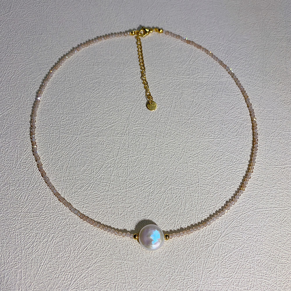 Wholesale Natural Baroque Pearl Necklace Fine Natural Stone Eye Shell Versatile Clavicle Chain Choker Necklace Stainless Steel Necklace ACC-NE-Yazhi001