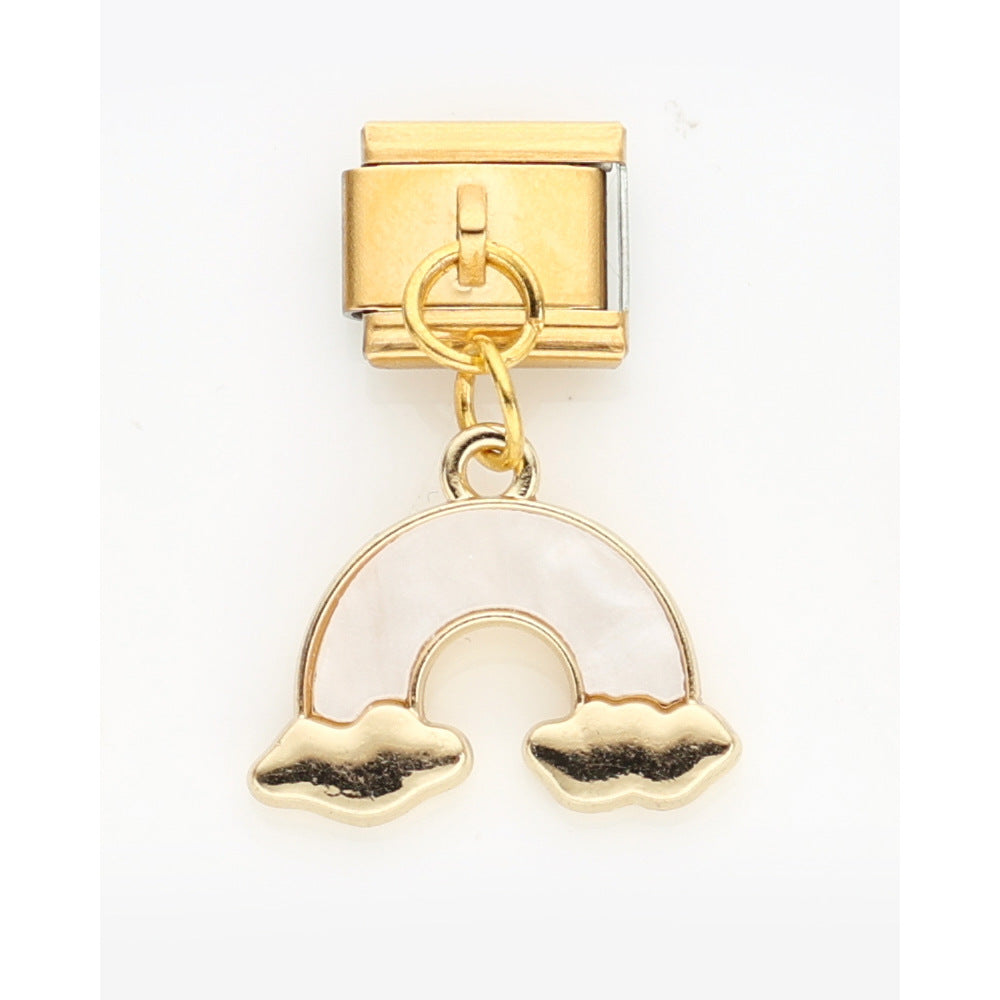 Wholesale 10pcs Italian Charm Bracelet 9mm DIY Splicing Golden Cherry Mushroom Stainless Steel Composable Bracelet