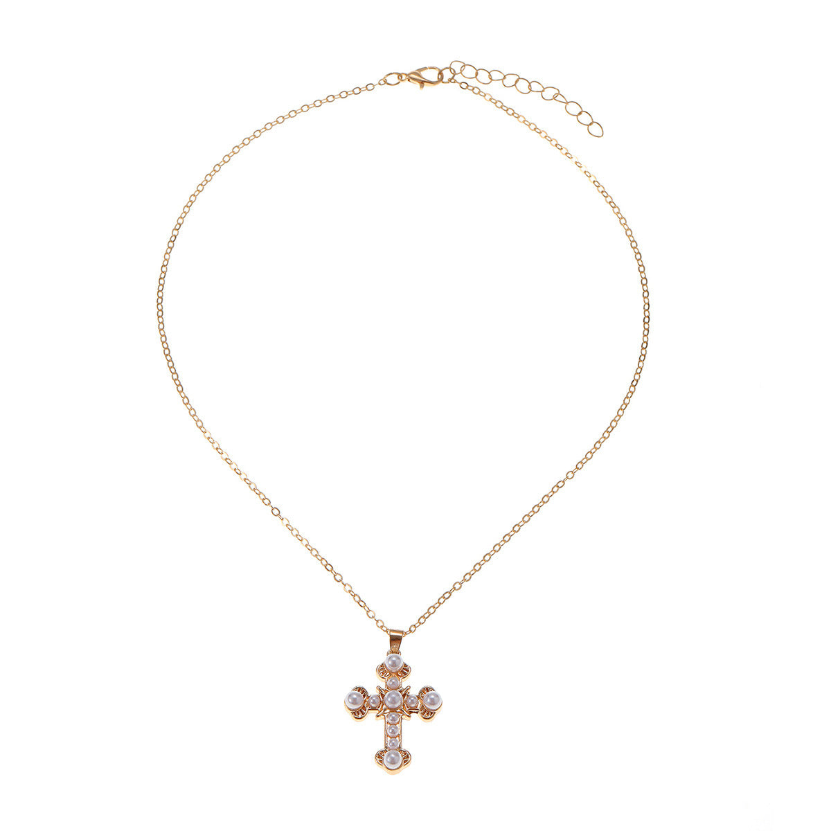 Wholesale Minimalist Cross Pendant Necklace with Rhinestones Zinc Alloy Electroplated Jewelry Accessory for Women Boutique Resale