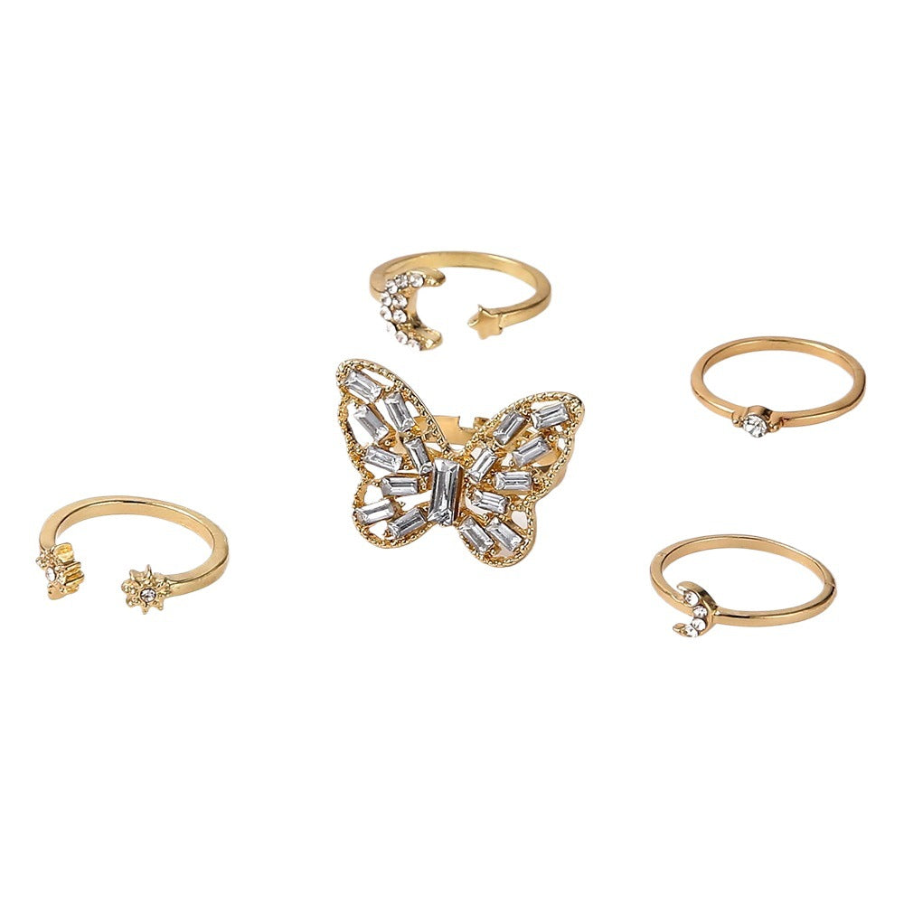 Wholesale Personality Casual Big Butterfly Ring Set